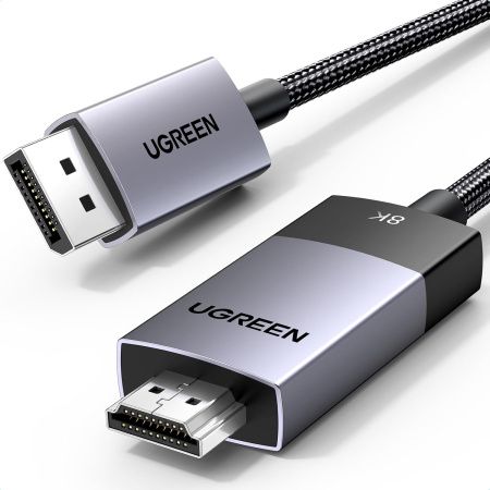 80395 Кабель UGREEN DP115 DisplayPort to HDMI 8K@60Hz Cable. Длина: 1м. Цвет: серый