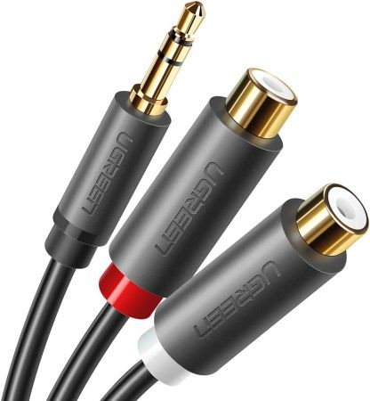 10547 Аудио кабель 3.5mm - 2RCA UGREEN AV109 0.25м Цвет: серый