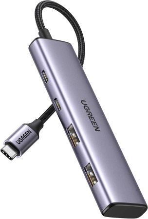 15395 USB-хаб UGREEN CM473 USB-C - 2xUSB-A 3.0, 2xUSB-C. Цвет: серый космос