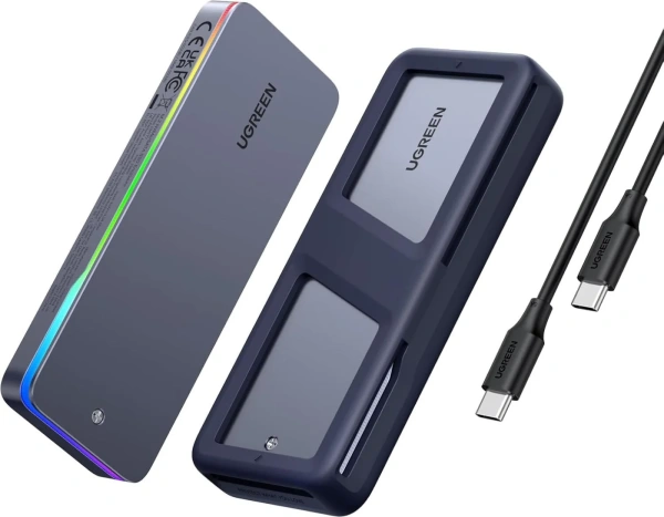 25665 Бокс внешний для жесткого диска UGREEN CM777 M.2 NVMe SATA SSD Enclosure (20Gbps). Цвет: серый