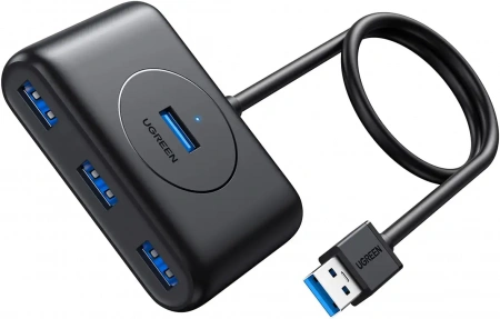 20290 Разветвитель портов Ugreen CR113 USB 3.0 - 4xUSB 3.0.Цвет- черный. Длина кабеля - 0.5м