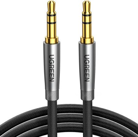 50356 Аудио кабель 3.5mm Male to Male Case Braid UGREEN AV150, цвет: серебристо-серый, длина: 1.5m