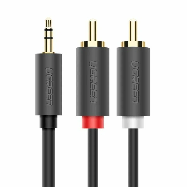 10510 Аудиокабель UGREEN AV102 3.5mm Male to 2 RCA Male Audio Cable. Длина: 2м. Цвет: серый