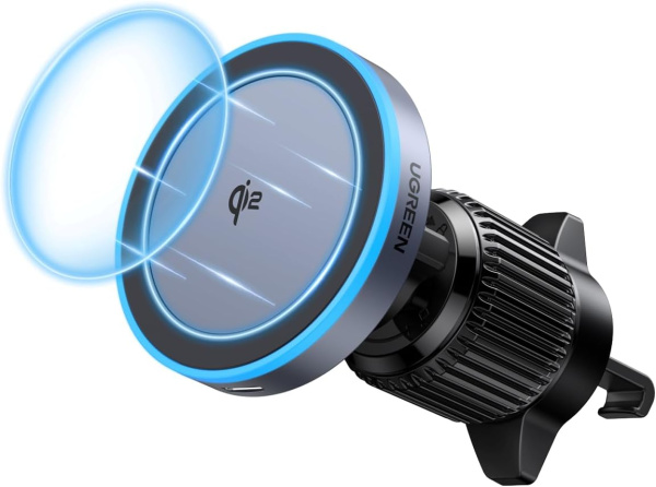 35970 Автомобильное беспроводное зарядное устройство UGREEN W708 15W Magnetic Car Wireless Charger Qi2 For Air Vent Mount. Цвет: черный
