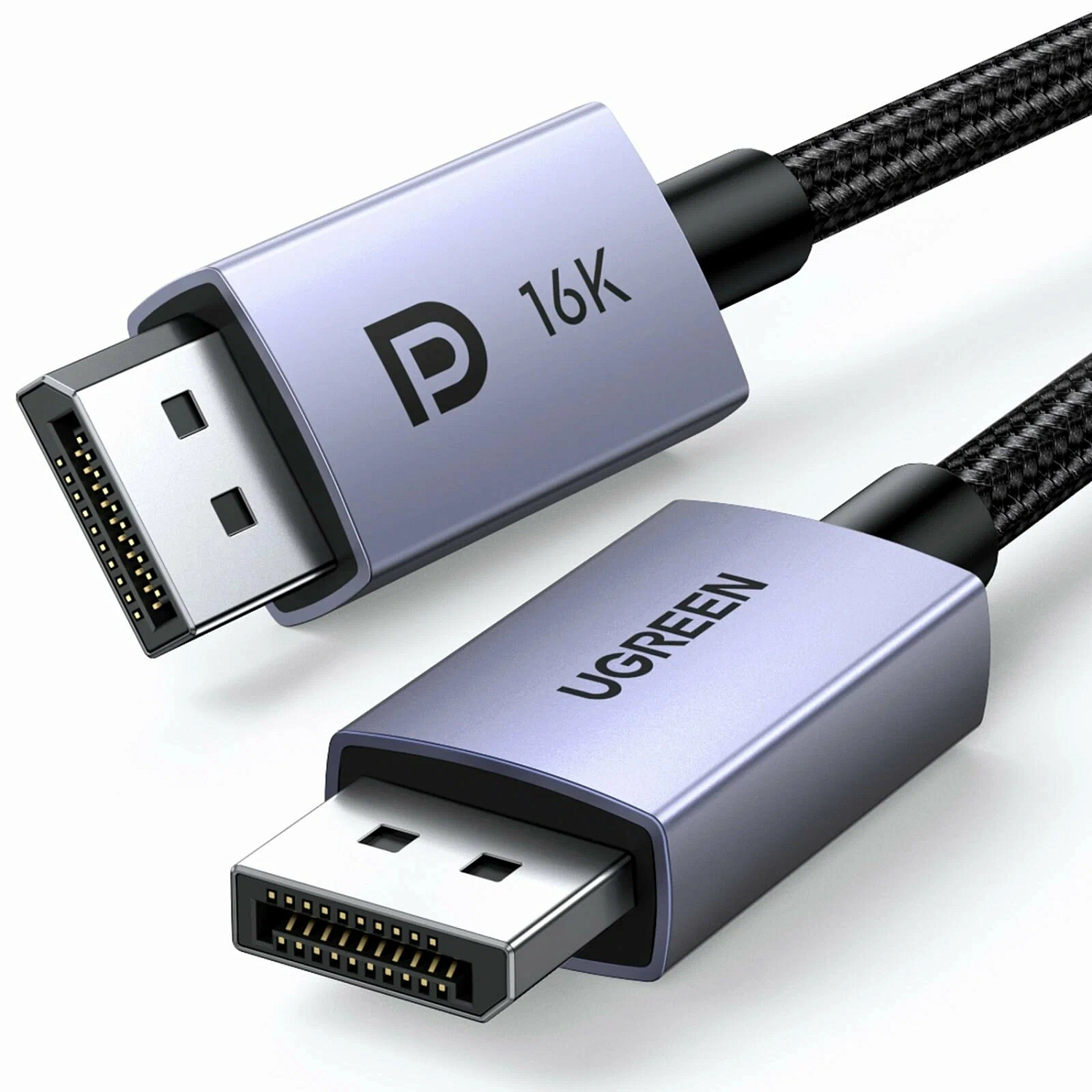 15383 Кабель Ugreen DP118 DisplayPort 2.1, 16K 30Hz, 1m, Цвет-серый