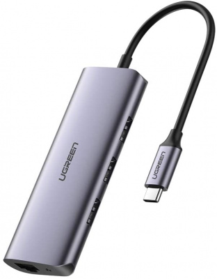 60718 Конвертер UGREEN CM252 Type-C - 3*USB 3.0, LAN (1Gbit), MicroUSB Charging можно капить на ugreen.by