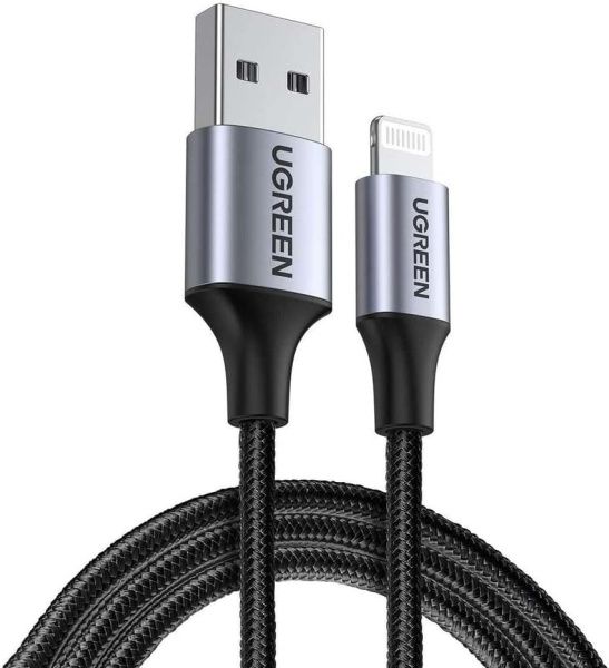 60157 Кабель UGREEN US199 USB - Lightning , цвет: черный, 1.5M