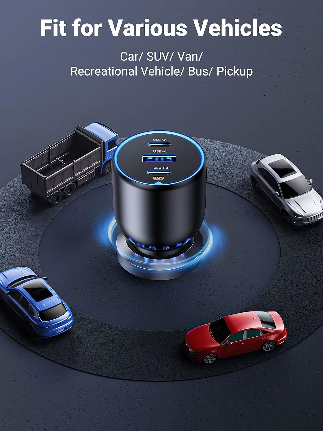 90413 Автомобильное зарядное устройство UGREEN CD293 130W  2xUSB-C, 1xUSB-A