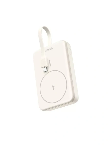 35341 Портативное зарядное устройство UGREEN PB760 10000mAh MIni Magnetic Wireless 20W. Встроенный кабель. Цвет: белый 35341 Портативное зарядное устройство UGREEN PB760 10000mAh MIni Magnetic Wireless 20W. Встроенный кабель. Цвет: белый