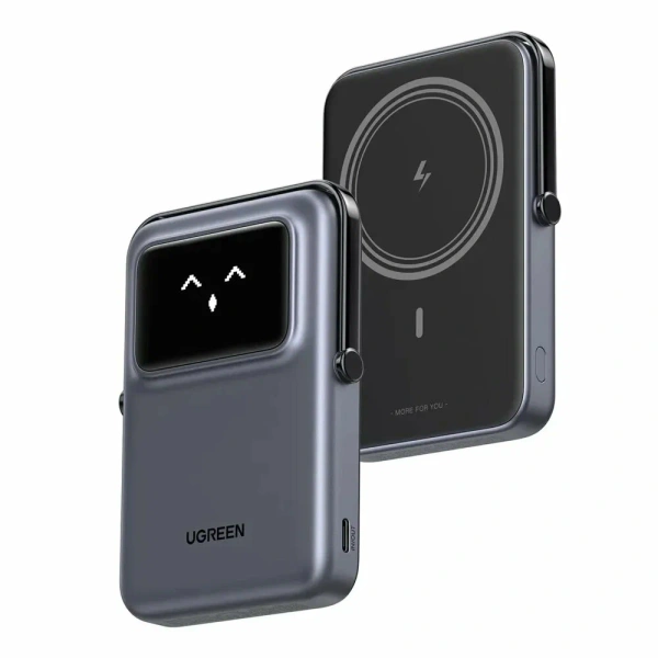 45327 Портативное зарядное устройство UGREEN PB572 UNO 10000mAh MIni Magnetic Wireless Robot 20W. Цвет: серый