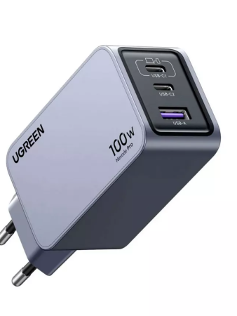 25874 UGREEN X757 Зарядное устройство, USB-A+2*USB-C GaN с кабелем 1M 100W