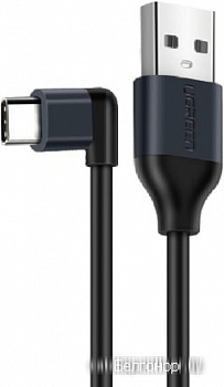 50521 Кабель UGREEN US274 USB 2.0 - USB Type-C (угловой), цвет:черный, 1M