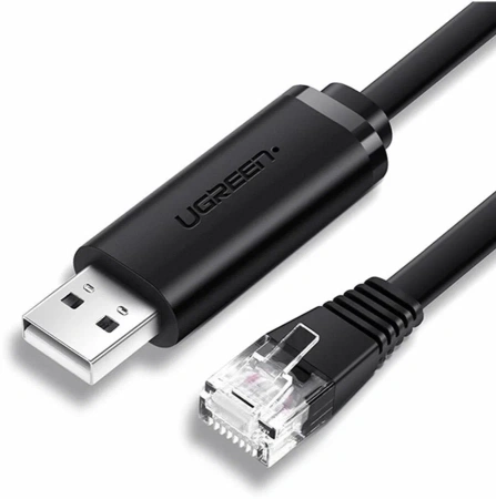 60813 Кабель UGREEN CM204 USB-A to RJ45 Console Cable. Длина: 3м Цвет: черный