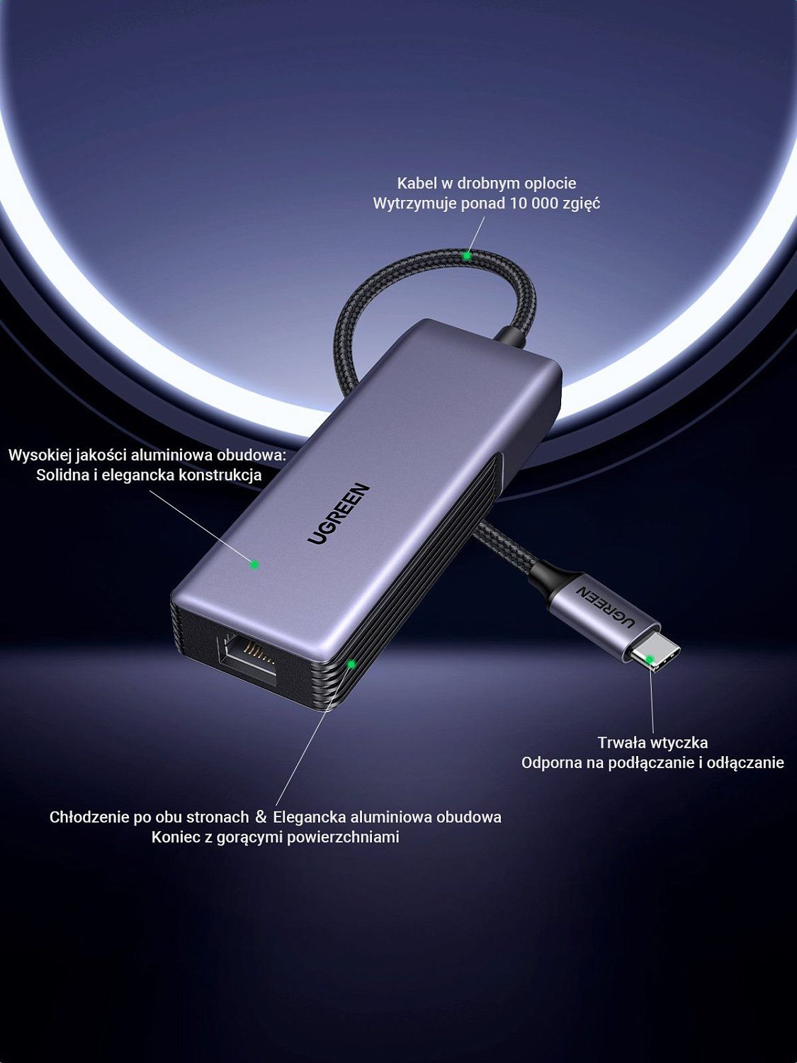 35921 Адаптер UGREEN CM848 USB-C to RJ45 5GbE Adapter. Цвет: серый космос