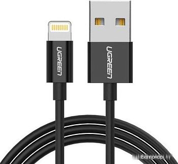 10472 Кабель UGREEN US155 USB-Lightning, цвет: черный, 2M