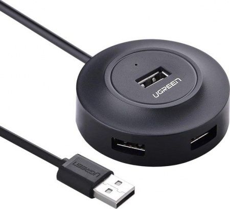 20277 Разветвитель портов Ugreen CR106 USB 2.0 - 4xUSB 2.0.Цвет- черный. Длина кабеля - 1м.