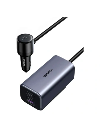 35571 Автомобильное зарядное устройство UGREEN EC706 150W 4-Port GaN with Extended USB-A+2*USB-C Fast Car Charger. Цвет: серый