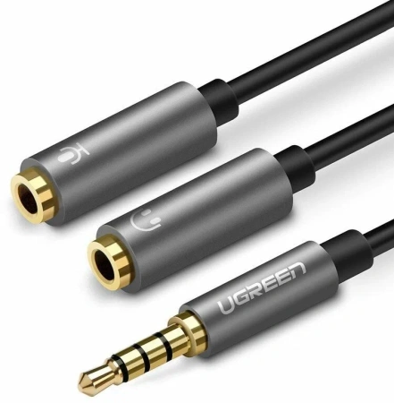 30619 Переходник UGREEN AV141 AUX 3.5mm (M) to 2 AUX 3.5mm (F), для наушников и микрофона, с проводо