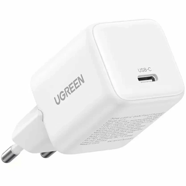 65013 Зарядное устройство UGREEN X513 GaN 30W 1xUSB-C. Кабель USB-C-USB-C 1м 60W. Цвет: белый 65013 Зарядное устройство UGREEN X513 GaN 30W 1xUSB-C. Кабель USB-C-USB-C 1м 60W. Цвет: белый